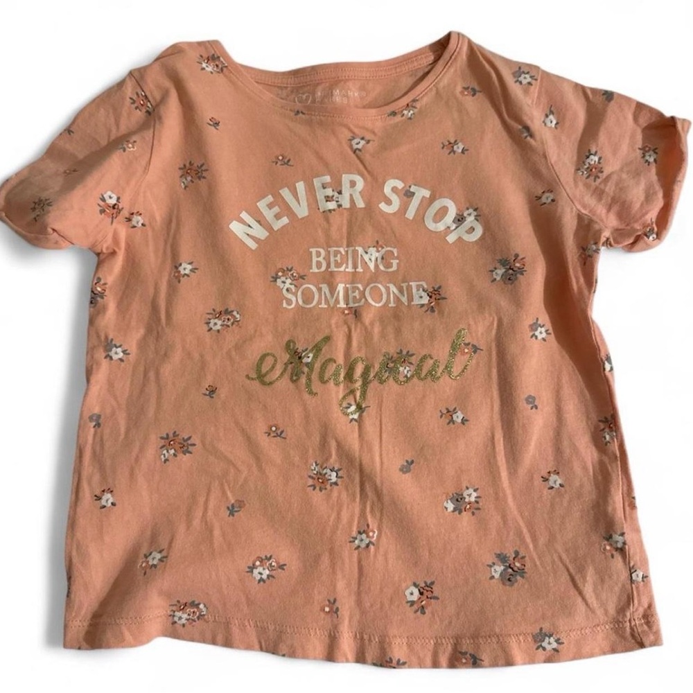 Cute Glitter Primark Peach Girly Floral Girl Kids T-Shirt